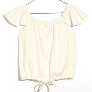 madewell off the shoulder tie front top